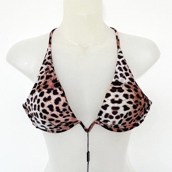 ZAFUL Womens Animal Print Cheetah V Wired Low Cut Strappy Bikini Top Size S - Picture 2 of 7